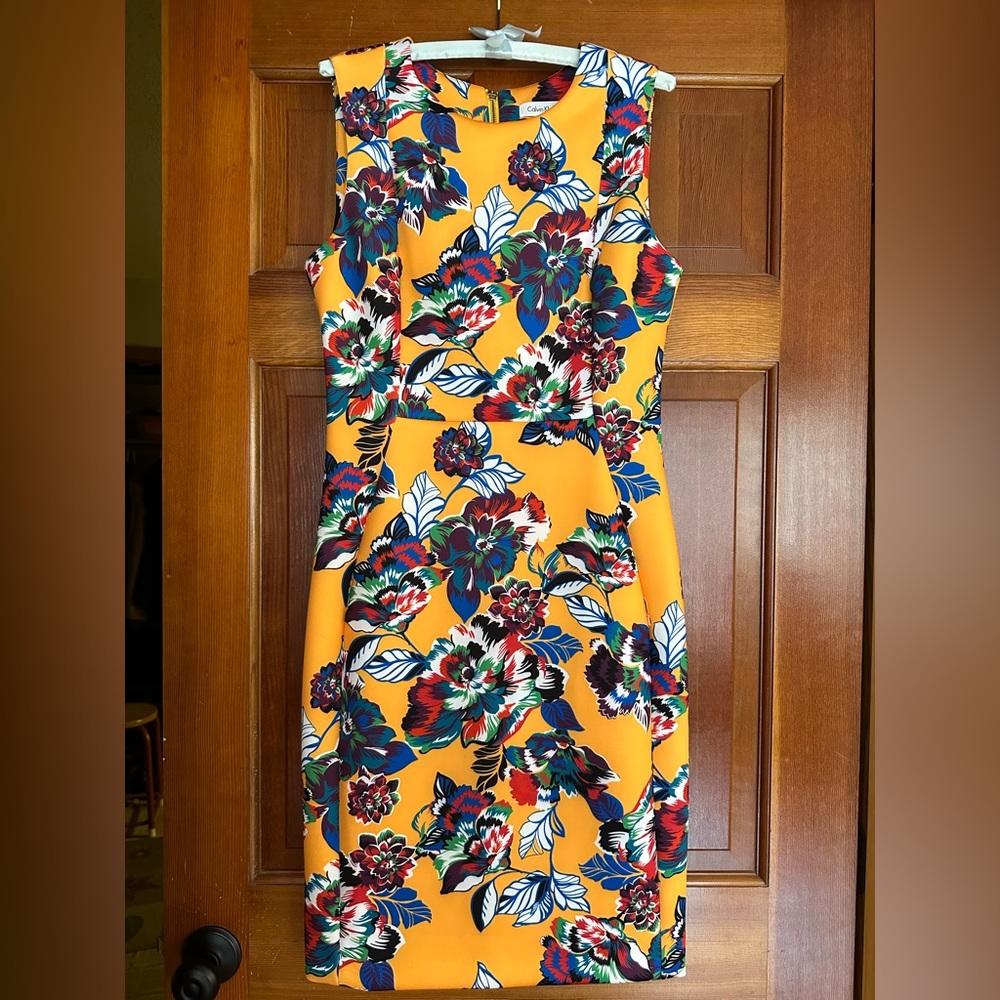 CALVIN KLEIN yellow floral dress